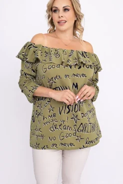 Zielona Bluzka LOREZIA Wzór 2<Polski Sale