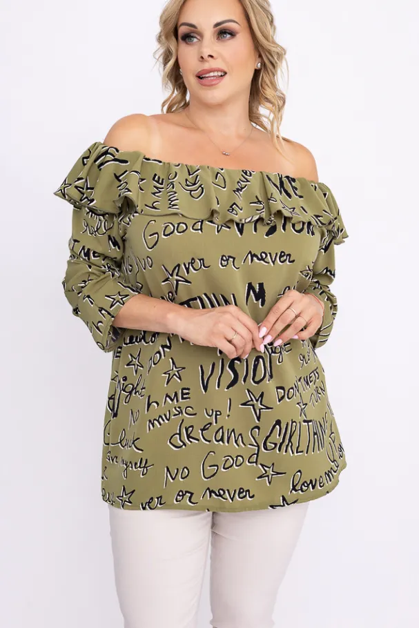 Zielona Bluzka LOREZIA Wzór 2<Polski Sale