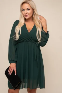 Zielona Sukienka Elegancka PERLA<Włoski Online