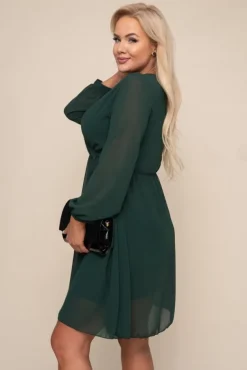 Zielona Sukienka Elegancka PERLA<Włoski Online