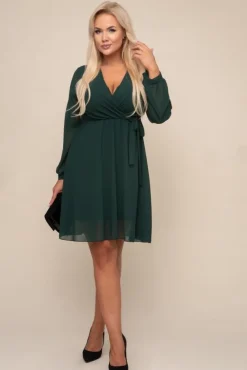 Zielona Sukienka Elegancka PERLA<Włoski Online