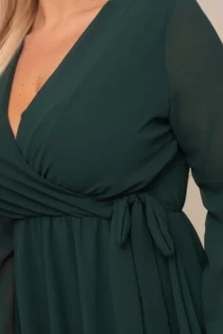 Zielona Sukienka Elegancka PERLA<Włoski Online