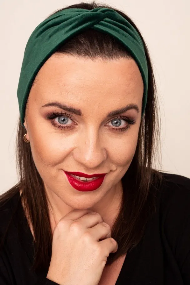 Zielona Welurowa Opaska na włosy MAGNETIC<Polski Hot